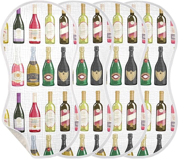 vvfelixl Wine Champagne Bottles Burp Cloths for Baby Boy Girls Baby Washcloths Burp Rags 1 Pack