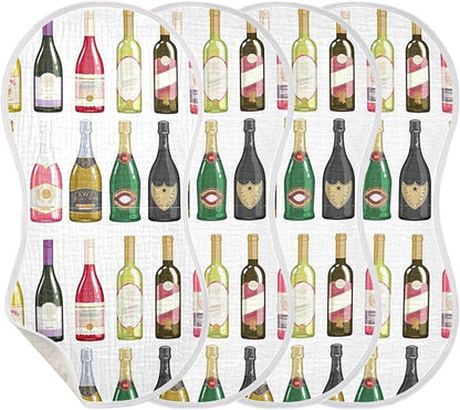 vvfelixl Wine Champagne Bottles Burp Cloths for Baby Boy Girls Baby Washcloths Burp Rags 1 Pack