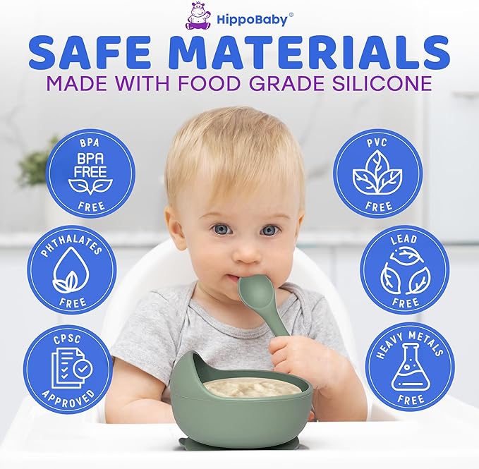 Baby Led Weaning Supplies | 10 Piece Silicone Baby Feeding Set, Baby Toddler Bib Cup Divided Plate and Bowl Self Feeding Spoons Dish Set,Baby Utensils | Toddler Feeding Supplies