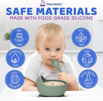 Baby Led Weaning Supplies | 10 Piece Silicone Baby Feeding Set, Baby Toddler Bib Cup Divided Plate and Bowl Self Feeding Spoons Dish Set,Baby Utensils | Toddler Feeding Supplies