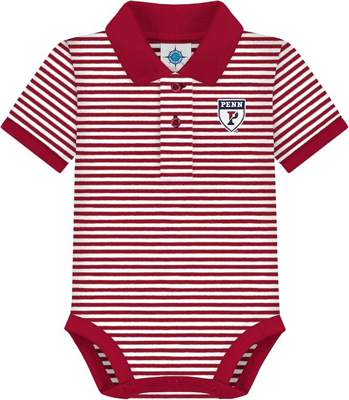 Creative Knitwear College Baby Striped Polo Bodysuit - Team Logo, Multiple Colors, for Boys & Girls (0-12 Months)