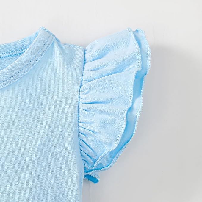 Magic Park 0-24M Infant Girl Romper Baby Girls Solid Color Bodysuit Toddler Ruffle Jumpsuit Shirts Casual Tops Baptism Shirt