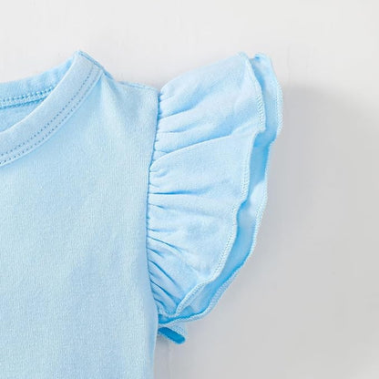 Magic Park 0-24M Infant Girl Romper Baby Girls Solid Color Bodysuit Toddler Ruffle Jumpsuit Shirts Casual Tops Baptism Shirt