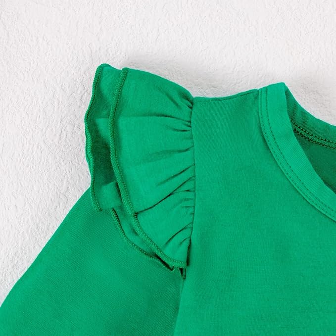 Magic Park 0-24M Infant Girl Romper Baby Girls Solid Color Bodysuit Toddler Ruffle Jumpsuit Shirts Casual Tops Baptism Shirt