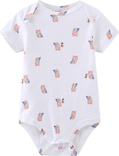 Kiddiezoom Newborn Baby Unisex Cotton One-Piece Bodysuits Baby Gift 5-Pack Baby Clothes