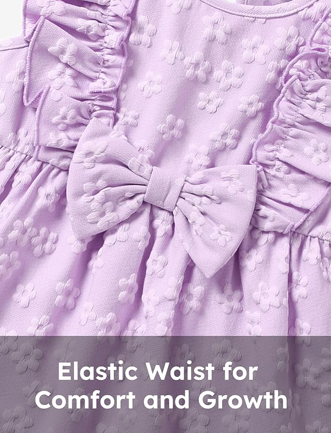 PATPAT Toddler Baby Girls Summer Dresses Spring Clothes Flower Sundress Ruffle Sleeve Bowknot 3-24 Months