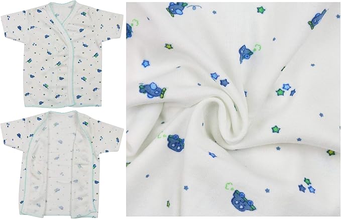 ToBeInStyle Babies' 4 Pack Relaxed Fit Short or Long Sleeve Button Up Kimono Tee Swaddle Shirt