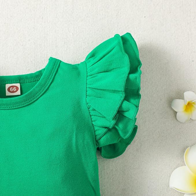 Baby Girl Solid Color Romper Infant Ruffle Sleeve Bodysuit One Piece Outfit Toddler Jumpsuit clothes