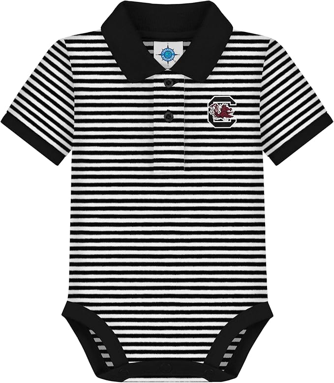 Creative Knitwear College Baby Striped Polo Bodysuit - Team Logo, Multiple Colors, for Boys & Girls (0-12 Months)