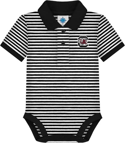 Creative Knitwear College Baby Striped Polo Bodysuit - Team Logo, Multiple Colors, for Boys & Girls (0-12 Months)