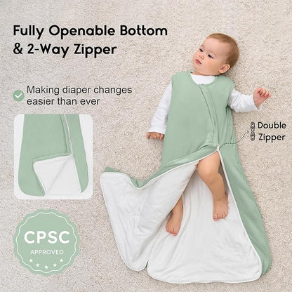 Yoofoss Rayon Made from Bamboo Baby Sleep Sack 6-12 Months 1.0 Tog Baby Wearable Blanket, Super Soft Infant Toddler Sleeping Sack 2-Way Zipper
