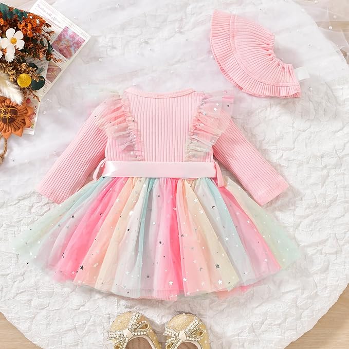 Aalizzwell Infant Newborn Girls Long Sleeve Bodysuit Dress