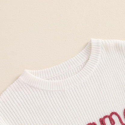 Mommy and Me Sweater Matching Family Outfit Long Sleeve Knit Sweater Pullover Mom and Baby Clothes