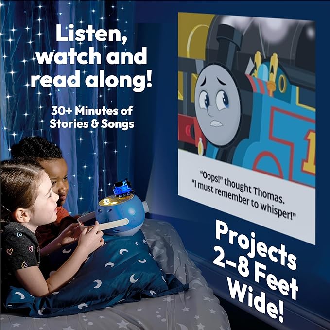 Kids Book Projector – 5 Thomas & Friends and 5 Classic Read-Aloud Stories, 10 Songs & Night Light & Soothing Dream Music | Children Ages 3+ Storytime Projector for Kids & Toddler | Toys, Owl & Thomas