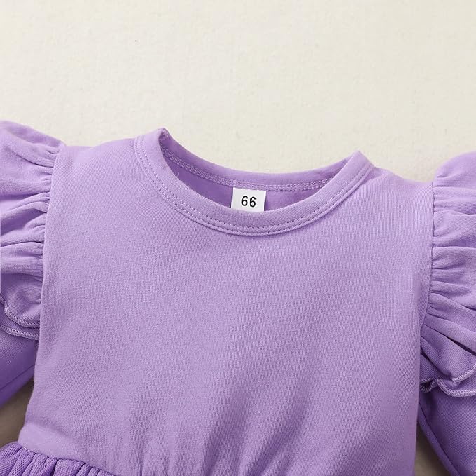 Baby Girl Clothes Infant Ruffle Sleeve Romper Dress Newborn Solid Tutu Skirt Sets Jumpsuit Headband Outfit