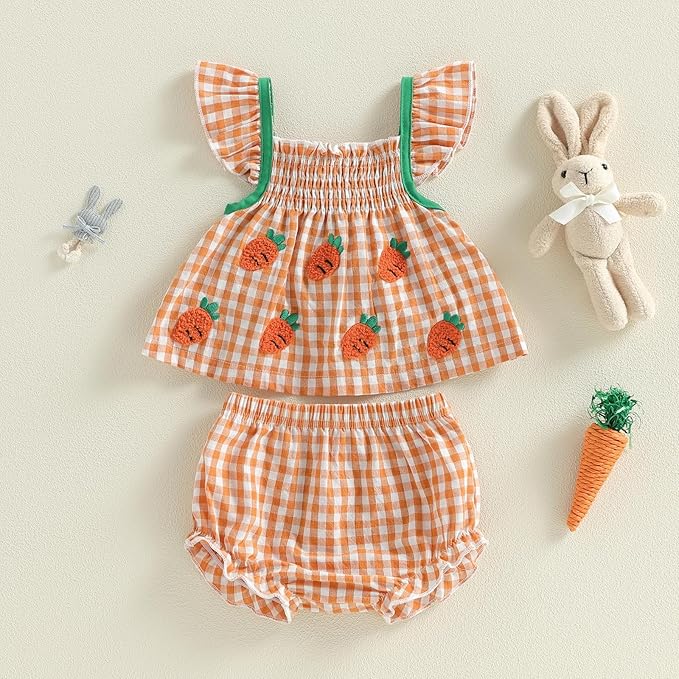 Mubineo Baby Girl Summer Clothes Cute Ruffle Tops Dress Shorts Outfits Set Infant Toddler Shrit Bloomers Princess Outfit