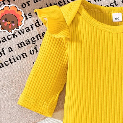 Aalizzwell Preemie Newborn Infant Baby Girls Clothes Ribbed Romper Bodysuit Pants Set Fall Winter Outfits