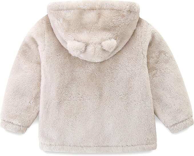 Toddler Winter Coat Fleece Zip up Hooded Bear Ears Warm Fuzzy Baby Kids Jacket Outerwear Sweater