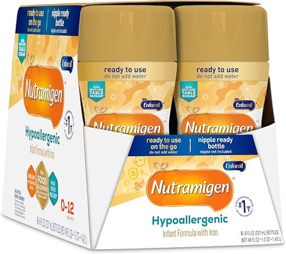 Enfamil Nutramigen Hypoallergenic Baby Formula with Iron, Lactose Free, Colic Relief from Cow's Milk Allergy Starts in 24 Hours, Brain Building DHA, Concentrated Liquid, 8 Fl Oz, 24 Bottles
