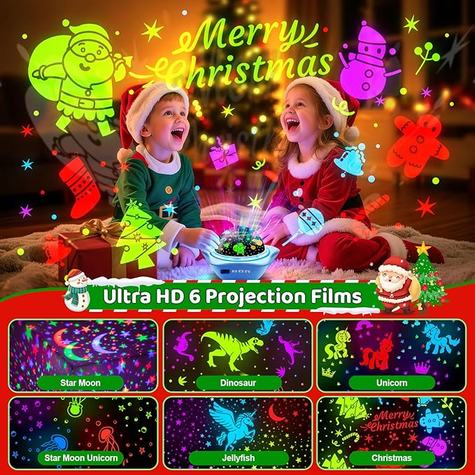 One Fire Night Light for Kids Gifts, 6 Films+78 Lighting Modes Ceiling Star Projector,Rechargeable Night Light Projector,360°Rotion Star Lights for Bedroom Decor,Sensory Toys for Kids Valentines Gifts