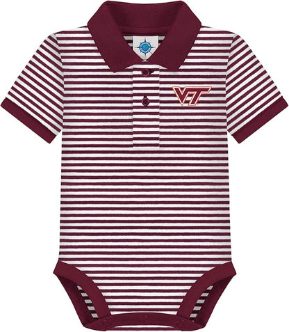 Creative Knitwear College Baby Striped Polo Bodysuit - Team Logo, Multiple Colors, for Boys & Girls (0-12 Months)