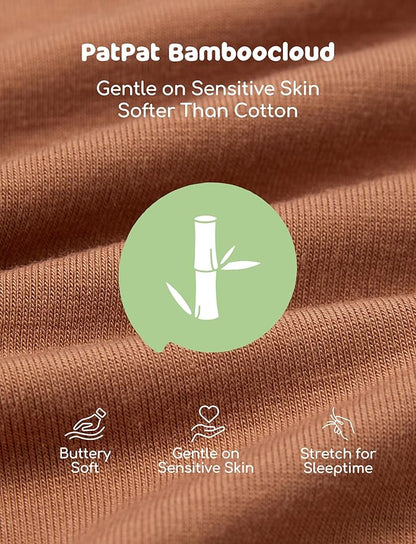 PATPAT Baby Sleeper Gown with Bamboo Viscose for Newborn Girls Boys, Knotted Nightgown with Mittens for Infant Home Coming