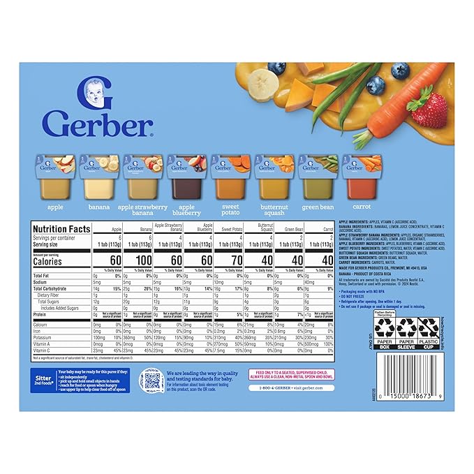 Gerber Baby Foods 2nd Foods Variety Pack, Natural for Baby, Fruit & Veggie Favorites, 8 Ounce (Pack of 32)