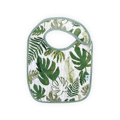 Little Unicorn Premium Classic Bib 3 pack | Adjustable as baby grows | Soft fabric on skin | Great for first time eaters (Tropical Leaf)