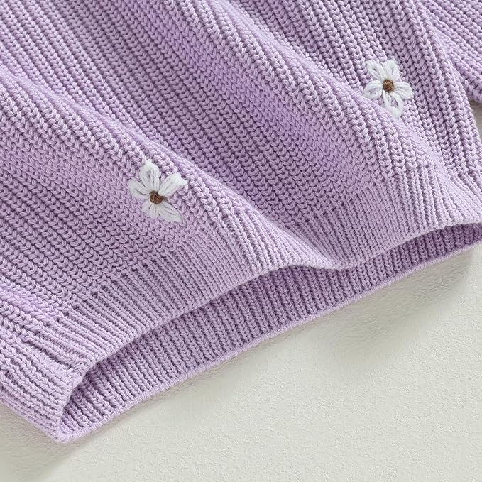 Mubineo Baby Girl Winter Clothes Cute Flower Sweater Crewneck Pullover Long Sleeve Knit Newborn Infant Sweaters