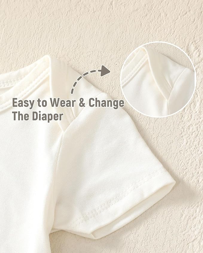 DEFAHN 2PCS Visocse from Bamboo Baby Rompers Unisex Onsies Solid Short Sleeve Baby Bodysuit 0-24 Months