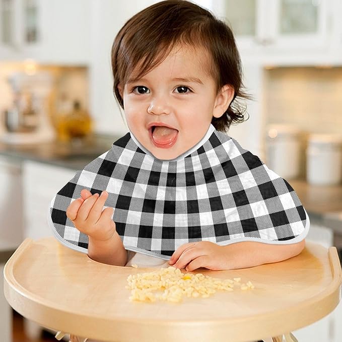 vvfelixl Muslin Burp Cloths Black White Plaid Scottish Cage Baby Washcloths for Baby Girl Boys 2 Pack