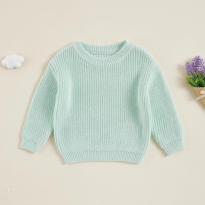 Newborn Baby Boy Girl Knit Sweater Long Sleeve Solid Winter Warm Sweatshirt Top Outfit Infant Toddler Fall Clothes