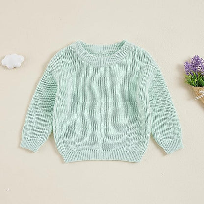 Newborn Baby Boy Girl Knit Sweater Long Sleeve Solid Winter Warm Sweatshirt Top Outfit Infant Toddler Fall Clothes