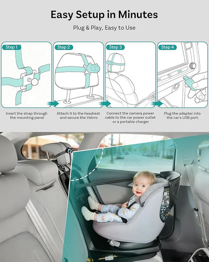 OTTOCAST Cabin Care Car Camera for Baby, Wireless CarPlay Adapter with 1080P Baby Car Camera, HD Night Vision, 150° Wide Angle, Real-Time Rear Seat Monitor, Easy Installation