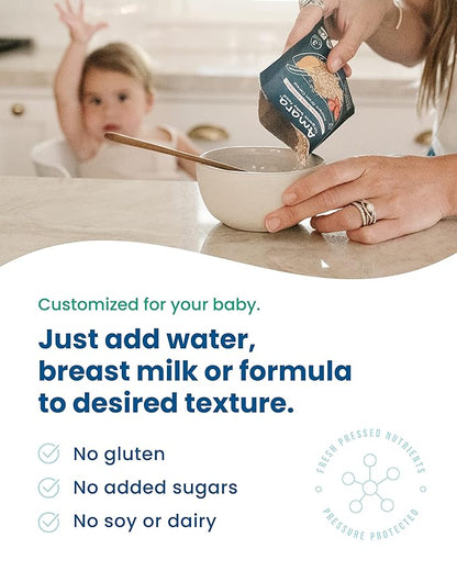 Amara Organic Baby Food - Stage 2 - Kale Potato - Baby Cereal to Mix With Breastmilk, Water or Baby Formula - Shelf Stable Baby Food Pouches Made from Organic Fruit and Veggies - 14 Pouches, 3.5oz Per Serving