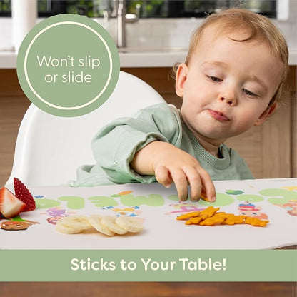 CoComelon Silicone Placemats for Toddlers - Non Slip Placemats for Kids, Reusable Portable Kids Placemat for Dining Table, Baby Food Mat for Restaurants and Home, Baby Placemat with Raised Edges