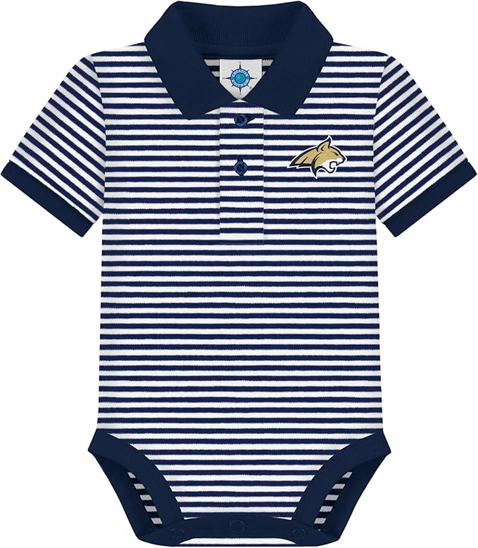 Creative Knitwear College Baby Striped Polo Bodysuit - Team Logo, Multiple Colors, for Boys & Girls (0-12 Months)