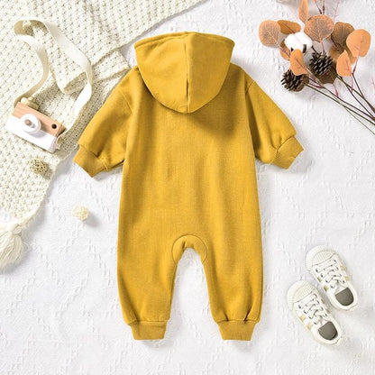 Unutiylo Unisex Baby Boys Girls Long Sleeve Infant Baby Zipper Hooded Jumpsuits Romper Loose Outfit Clothes