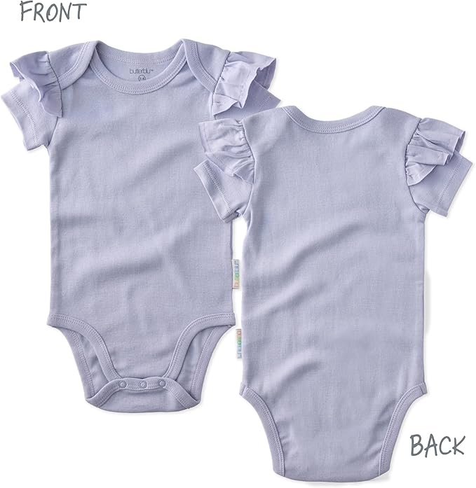 baby-girls Rory 5-pack Short Sleeve Ruffle Shoulder Bodysuits 100% Organic Cotton for Baby Girls