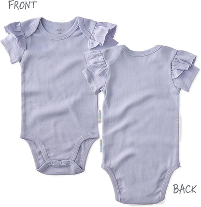 baby-girls Rory 5-pack Short Sleeve Ruffle Shoulder Bodysuits 100% Organic Cotton for Baby Girls