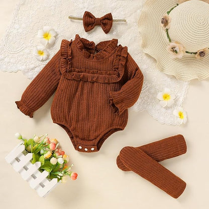 GRNSHTS Newborn Baby Girl Clothes Ruffle Rompers Toddler Fall Outfits for Girls Set Little Girl Fall Winter Clothing