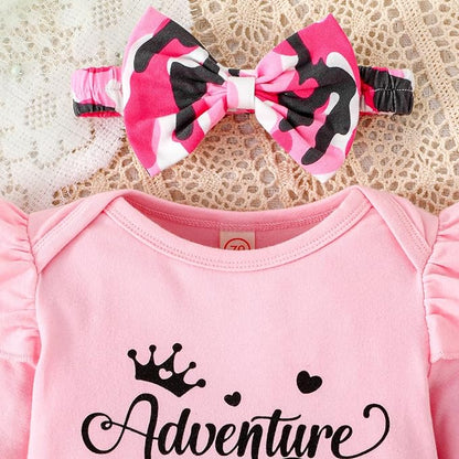 GDTOGRT Newborn Baby Girl Clothes Outfit Set Sweet Ruffle Romper, Pants and Headband 0 3 6 9 12 18 Months Infant Clothing