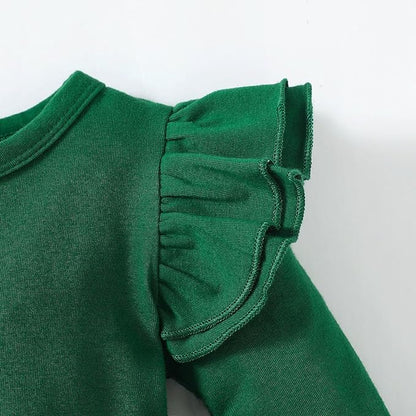 Baby Girl Clothes Infant Ruffle Sleeve Romper Dress Newborn Solid Tutu Skirt Sets Jumpsuit Headband Outfit