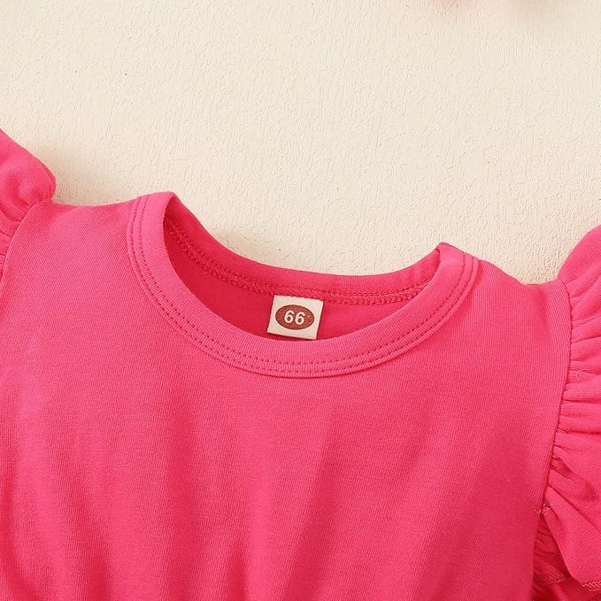 Baby Girl Clothes Infant Ruffle Sleeve Romper Dress Newborn Solid Tutu Skirt Sets Jumpsuit Headband Outfit