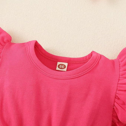 Baby Girl Clothes Infant Ruffle Sleeve Romper Dress Newborn Solid Tutu Skirt Sets Jumpsuit Headband Outfit