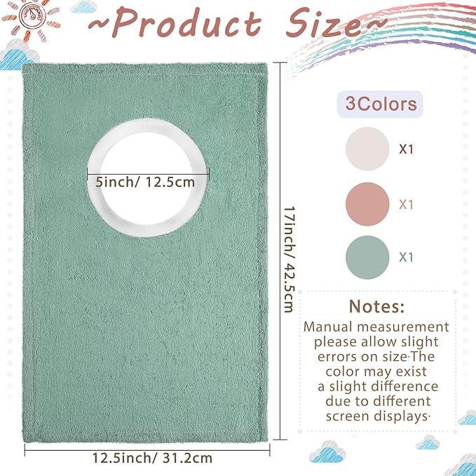 Foaincore 3 Pieces Full Coverage Toddler Bibs Pullover Baby Bibs Absorbent Cotton Terry Towel Toddler