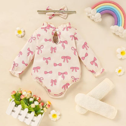 GRNSHTS Newborn Baby Girl Clothes Ruffle Rompers Toddler Fall Outfits for Girls Set Little Girl Fall Winter Clothing