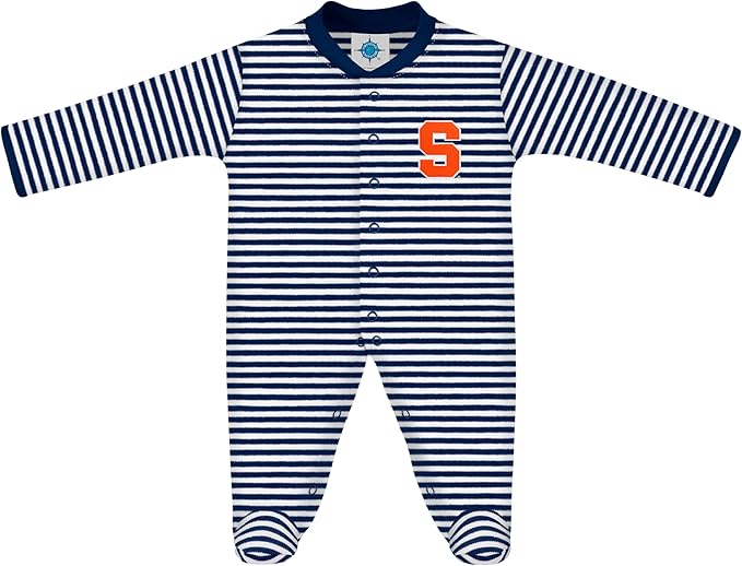 Creative Knitwear College Baby Striped Footed Romper - Team Logo, Multiple Colors, for Boys & Girls (0-9 Months)