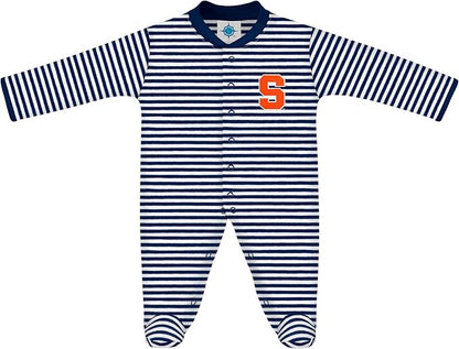 Creative Knitwear College Baby Striped Footed Romper - Team Logo, Multiple Colors, for Boys & Girls (0-9 Months)