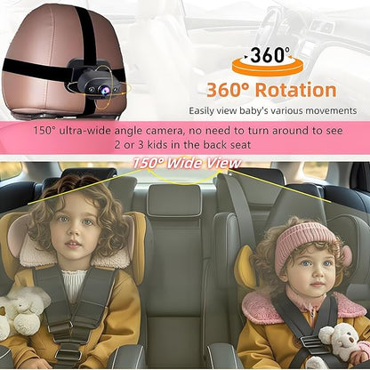 YIMU Baby Car Camera for Backseat: Rear-Facing Infant Back seat Camera Baby with HD 720P, Easy Setup, Crystal-Clear Night Vision, and 360° Rotation KB (KB40 4.3 inch)
